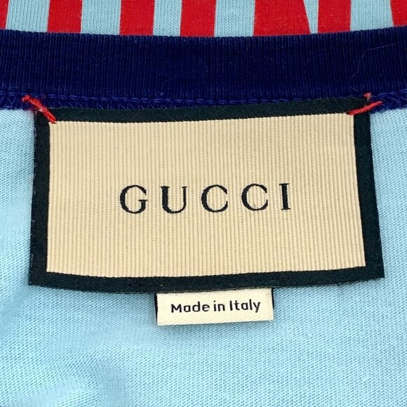 CW0697 Gucci Blue Graphic T-Shirt With Red Apple Design & Marilyn Monroe Quote C - Picture 6 of 8